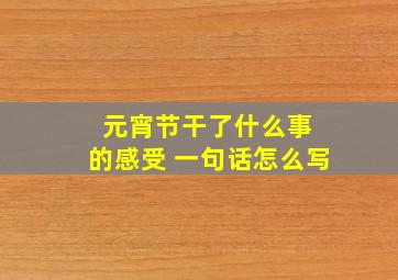 元宵节干了什么事 的感受 一句话怎么写